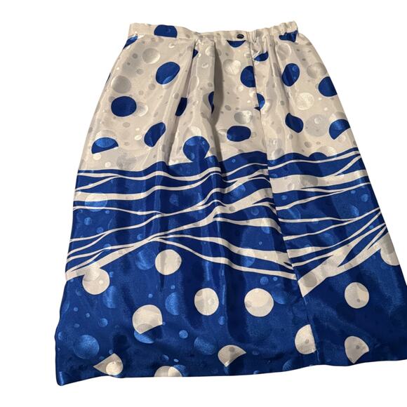 Anthony Sicari Vintage Two Piece Skirt Set Blue White Polka Dot USA Size 10 - Picture 13 of 15